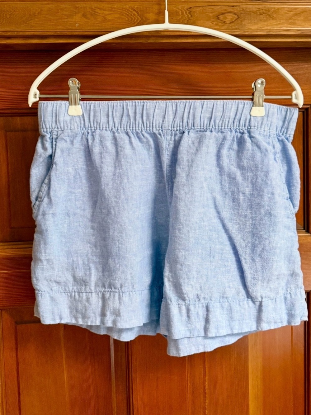 C&C California Light Blue High-Waist Linen-Blend Shorts
